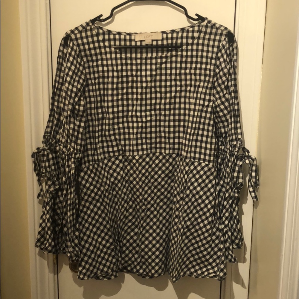 LOFT top with slit sleeves